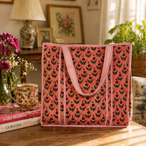 Sac à main en coton matelassé à fleurs roses de qualité supérieure, sac fourre-tout pour femmes, élégant, grande capacité, sac de transport écologique - Product Image 1