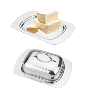 Boîte à beurre en acier inoxydable avec couvercle, design moderne et luxueux, fabriquée à la main, écologique, compatible lave-vaisselle, taille personnalisable, vaisselle pour le fromage. - Product Image 4