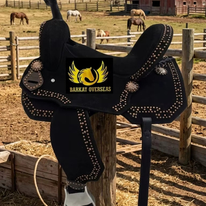 Barkat Overseas Nuevo Sillín de Caballo Western de Cuero Genuino Ecológico de Primera Calidad con Estructura de Madera y Diseño con Tachuelas de Cobre, Portátil para Montar - Product Image 2