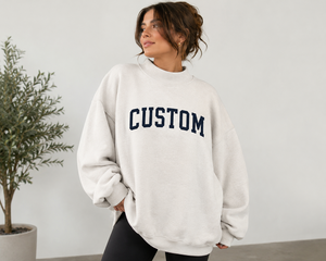 Sudadera Oversize de Cuello Redondo para Mujer, Manga Larga, Tejido de Algodón, con Estampado de Letras Personalizado, Ropa Casual de Otoño - Product Image 1