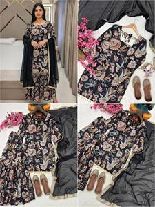 Conjunto de Traje Sharara de Algodón de Diseñador, Corte Regular, Ligero y Cómodo, Ropa Étnica para Mujer, Ideal para el Verano y un Look Festivo - Product Image 4