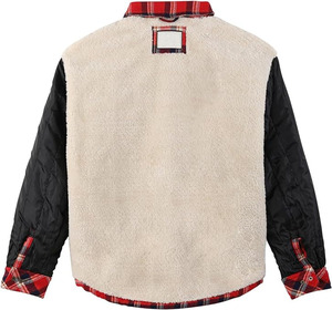 <b>Men's</b> Flannel Cotton <b>Jacket</b> <b>Sherpa</b> Lined Quilted Long Sleeve Plaid Snap Button up Hooded <b>Jacket</b> Shirt - Product Image 6