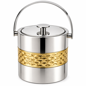 Seau à glace isotherme de luxe à double paroi en métal avec couvercle et poignée, refroidisseur à champagne et vin en acier inoxydable pour bar à domicile - Product Image 1