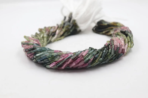 <b>Natural</b> Multi Tourmaline Beads 3*7MM Rondelle Shape Smooth <b>Tube</b> Beads - Product Image 2