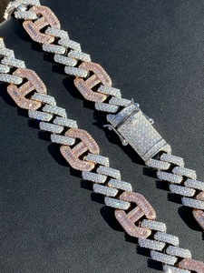Collier à maillons géométriques plaqué or rose avec zircone cubique taille baguette, bijoux de fête élégants pour femmes - Product Image 4