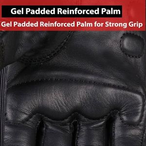 Guantes de Motociclista de Cuero Genuino Encerado de Primera Calidad con Forro Interior Cálido y Acolchado de Espuma para Prevenir Lesiones - Product Image 6