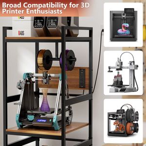Support d'imprimante 3D robuste en métal avec support de filament de type T intégré, panneau d'alimentation ouvert pour le stockage de filament - Product Image 5
