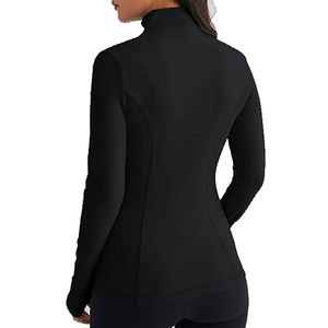 Veste de yoga à col roulé entièrement zippée pour femme ZYLO INDUSTRIES, noir uni, respirante, extensible dans quatre directions, sans couture sur le devant, en spandex/polyester - Product Image 2