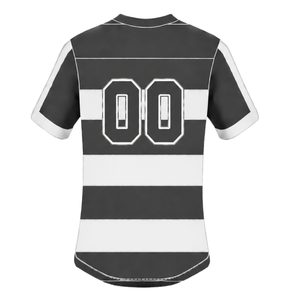 Ensemble uniforme de rugby noir et blanc à manches courtes, maillot de rugby rayé à col rond, short à cordon de serrage, vêtements de sport pour équipe athlétique - Product Image 5