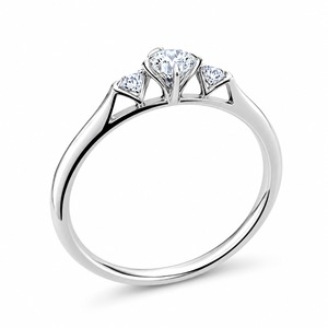 Anillo de compromiso de plata 925 con tres diamantes, corte brillante redondo, engaste de puntas, joyería fina clásica para mujer - Product Image 3