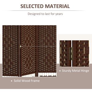 Divisorio Pieghevole Tradizionale in MDF Marrone con 4 Pannelli in Fibra Ondulata Traslucida per Casa e Ufficio - Product Image 5