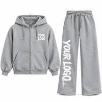 Ensemble de survêtement streetwear en coton de haute qualité avec fermeture éclair surdimensionnée, sweat-shirts et pantalons de survêtement personnalisés pour hommes, ensemble de survêtement d'hiver