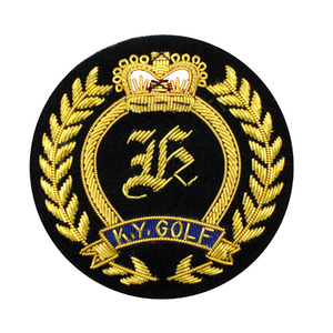 Luxury Handmade Gold Bullion Wire Embroidered Crest Patch Custom Fabric Badge OEM Wholesale Manufacturer - Product Image 6