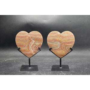 หินอาเกตเรดครีซเลซธรรมชาติ รูปหัวใจ 12 ซม. หัวใจนิรันดร์ พร้อมฐาน ลายเส้นไฟ คริสตัลตกแต่ง - Product Image 1