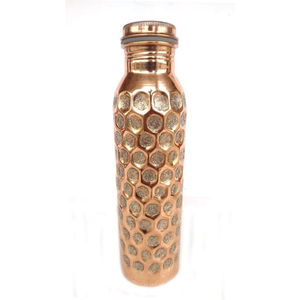 Bouteille d'eau en cuivre pur de haute qualité, design martelé, anti-fuite et sans métal, idéale pour la gym, le yoga et la maison/bureau - Product Image 5