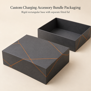 Custom Slate Angle <b>Lid</b> and Base <b>Box</b> for Charging Accessory Bundle Packaging - Product Image 1