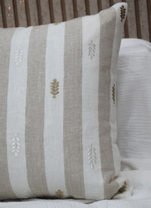 Classic <b>White</b> Stripe 100% Pure Linen Square Cushion Cover with Embroidered Detail Luxury Home Hotel Decorative <b>Throw</b> Pillow Case - Product Image 2