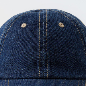 Casquette de baseball en denim 6 panneaux ajustée unisexe, chapeau décontracté avec logo brodé sur le pan droit, en coton lavé, couleur unie, taille adulte 58-60CM - Product Image 5
