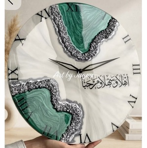 Horloge murale analogique en agate naturelle polie avec motif abstrait et géométrique, design d'art moderne pour la maison et le bureau - Product Image 5