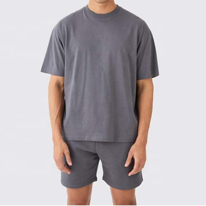 Conjuntos de Shorts Casuales de Algodón para Hombre, Verano, Transpirables, Camiseta de Manga Corta y Pantalones Cortos Deportivos de 2 Piezas, Conjuntos Cortos de Verano para Hombre - Product Image 1