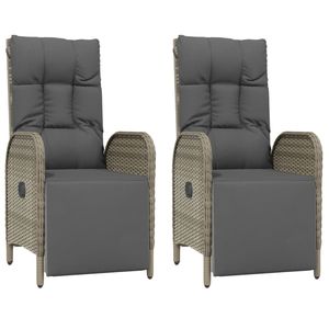 Ensemble de salle à manger en polyrotin gris avec grands accoudoirs réglables, meubles de patio - Product Image 3