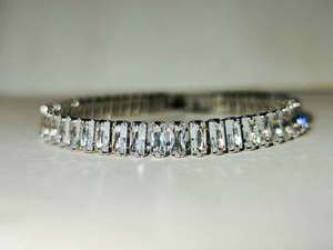 Collar de tenis con diamantes cultivados en laboratorio, corte baguette, oro blanco, elegante, lujoso, joyería fina para mujeres, hombres, unisex, regalo. - Product Image 1