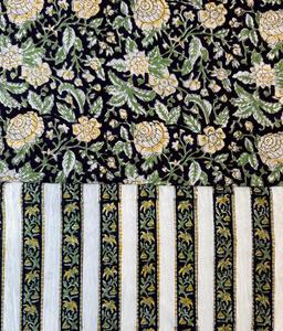 ผ้าฝ้ายพิมพ์ลายบล็อกอินเดีย 100% ผ้าลายดอกไม้เนื้อนุ่มจากไจปุรี เป็นมิตรกับสิ่งแวดล้อม เหมาะสำหรับเสื้อผ้า กระเป๋า ของตกแต่งบ้าน เด็กผู้ชาย น้ำหนักปานกลาง - Product Image 2