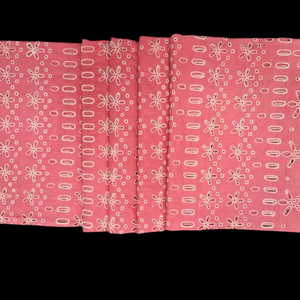 Tela Bordada de Algodón Rosa Premium en Oferta |   Tela Suave y Transpirable con Diseño Floral Calado para Vestidos, Kurtis y Blusas - Product Image 1
