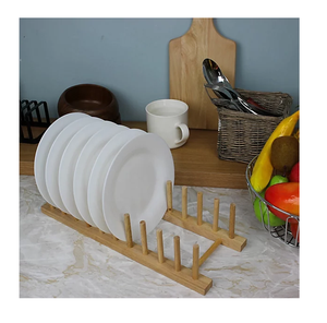 Wood <b>Plate</b> <b>Stand</b> Table Decoration Wood Drying Rack Tableware Organizer <b>Plate</b> Rack <b>Holder</b> for Kitchen - Product Image 1