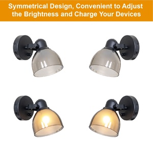BKLW-BLG4 Home Decor 1-Lumière E26/E27 En Plastique Double Ombre Mur Montage Vanité Mur Lampe avec USB Port de Charge - Product Image 6