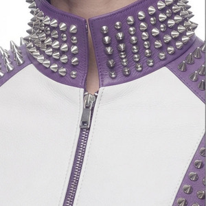 Women Leather Studded <b>Jacket</b> Wholesale Female Leather Studded Slim Fit Biker <b>Jacket</b> Ladies Stand Collar Leather Studded <b>Jacket</b> - Product Image 5