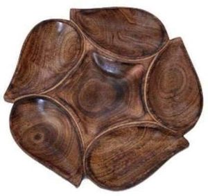 Wooden Dry Fruit Platter Leaf Design Decorative <b>Snack</b> Serving <b>Tray</b> for Dry Fruits Nuts - Product Image 1