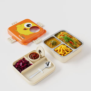 Lonchera infantil cuadrada de plástico con diseño de pollito, 1 compartimento, a prueba de fugas, contenedor de almacenamiento de alimentos, lonchera para oficina - Product Image 3