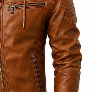 Premium <b>Mens</b> Genuine Leather Biker <b>Jacket</b> OEM Private Label Motorcycle Outerwear Manufacturer Wholesale Fashion Apparel Supplier - Product Image 6