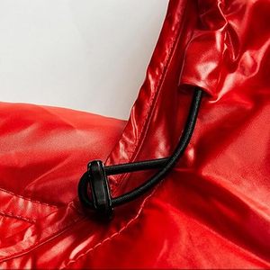 Reversible Winter Glossy Puffer Hoodie <b>Jacket</b> <b>Waterproof</b> Solid Color Shiny Bubble Coat Glossy <b>Red</b> Hooded <b>Jackets</b> OEM Services - Product Image 3