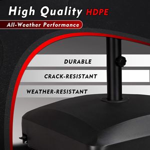 Supporto per ombrellone mobile, materiale HDPE, compatibile con pali da 1,5 a 1,875 pollici, capacità di carico fino a 53 libbre. Acqua, con ruote per il trasporto, E - Product Image 4