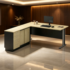 Modern L Shape Commercial <b>Office</b> Desk Storage Cabinet Chipboard Melamine Top Computer <b>Workstation</b> for Hospital AY <b>Office</b> System - Product Image 4