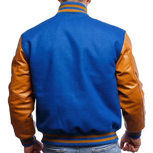 Best Selling High Street Plain Dyed <b>Men's</b> Jacket Embroidery <b>Men</b> College Leather Sleeves Custom Baseball Letterman Varsity Jacket - Product Image 2