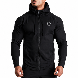 Custom Men's Black Regular Fit Full <b>Zip</b> <b>Hooded</b> Fleece Eco-Friendly Tracksuit Gym Jogging Set Athletic Sportswear Custom Logo - Product Image 1