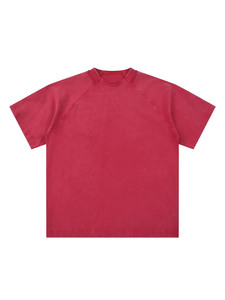 T-shirt Raglan Oversize Délavé à l'Acide Rouge Rétro Unisexe, T-shirt Raglan Épais Streetwear Vintage Délavé - Product Image 3