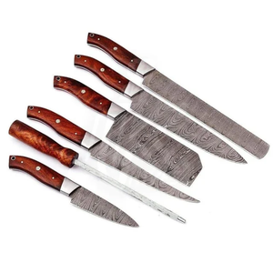 Ensemble de couteaux de chef en acier Damas multifonctionnels écologiques professionnels Steel Craft International 5 pièces avec manche en bois - Product Image 1