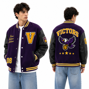 Chaqueta de Fútbol Americano, Chaqueta Varsity con Letras Bordadas, Chaqueta Bomber Acolchada con Botones a Presión para Clubes Deportivos, Equipos Escolares, Duradera - Product Image 2