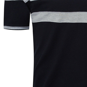 Chemise décontractée à manches courtes pour homme, noire et grise, avec logo brodé, en coton tricoté respirant, coupe classique - Product Image 2