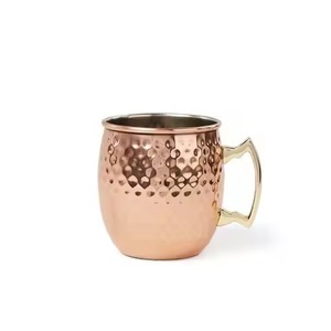 Copper Lemon Water Cup with Polished Copper Handle Stainless Steel New Design Mug Hot Beverages Coffee <b>Beer</b> Milk Gifts Wholesale - Product Image 1