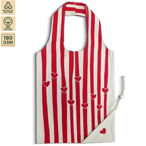 Sac de courses pliable en coton recyclé 120 GSM, pour épicerie et voyage, 40x63 cm, plat, avec logo personnalisé, vente en gros, OEM, marque privée, modèle SS268 - Product Image 3