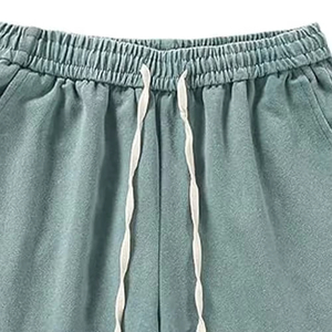 Men's Solid Color Cotton Bermuda Shorts Elastic Waist Drawstring Casual Style Mid Rise Pocket Design Breathable Woven Fabric - Product Image 4