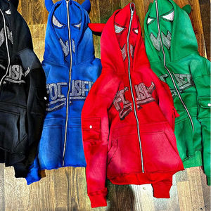 Sudadera con capucha y cremallera para hombre, con pedrería, talla grande, 2026 |   Chaqueta de invierno con estampado de letras |   Collar con Pedrería Estilo Urbano OEM - Product Image 2