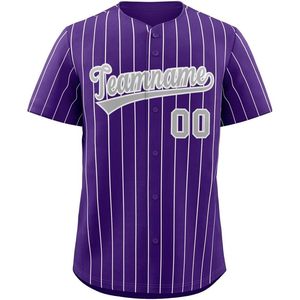 Personnalisé violet/blanc rayures Pinstripe Baseball Jersey bouton chemise personnalisé nom numéro jeunesse/hommes/femmes gris-37 "vêtements - Product Image 3