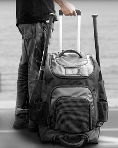 American League <b>Rolling</b> Baseball Bag – Wheeled Bat <b>Backpack</b> with 4 Bat Pockets for Professional Players - Product Image 1