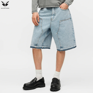 Shorts en jean bleu clair pour homme, coupe décontractée, style streetwear, avec logo personnalisé, pour l'été – Fournisseur professionnel - Product Image 2